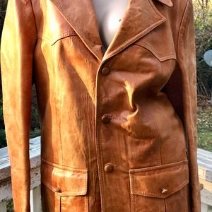 VTG BOYFRIENDS 70S LEATHER SPORT COAT BLAZER 44L